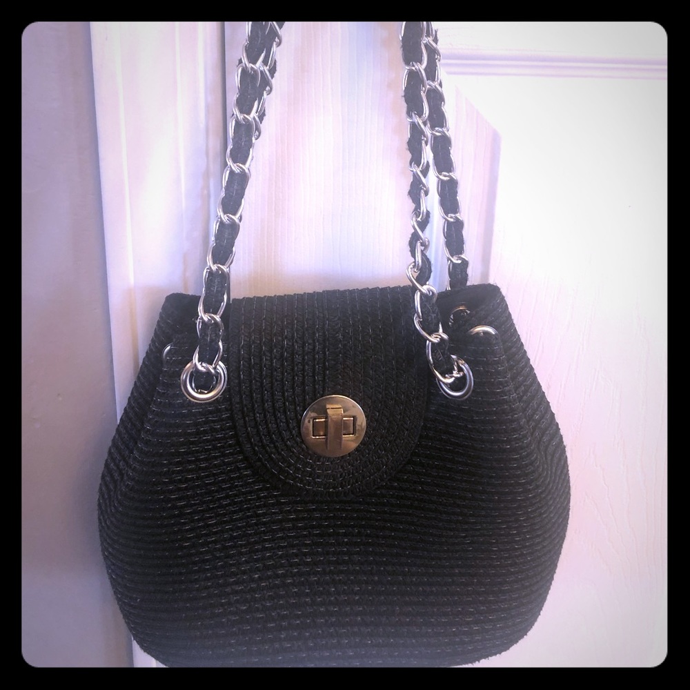 Black and silver tote bag